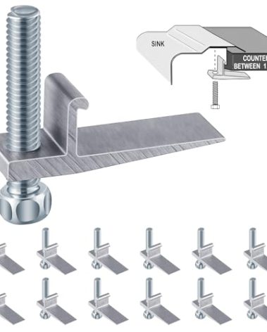 Dreyoo 12 Pack Drop in Sink Mounting Clips, Sink Clips for J Channel Stainless Steel Sinks, Rim Clips Works on J Hook Style Frames, Easy to Install, Rust Resistant Hardware