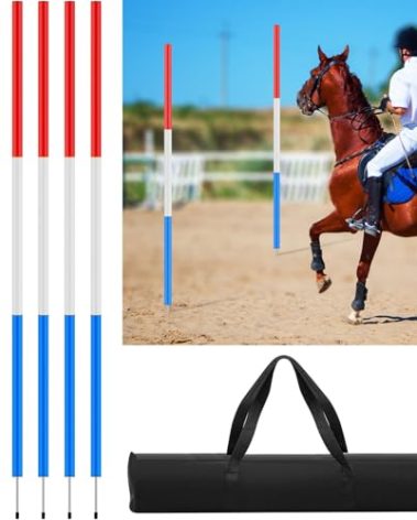 Arrowbash 6 Pcs 6FT Pole Bending Poles for Horses, Adjustable Equestrian Sports Training Equipment for Horses, Agility Poles for Soccer Football Dog