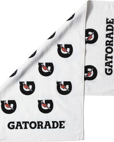 Gatorade G Towel, 22" x 42", Cotton, White/Black/Orange