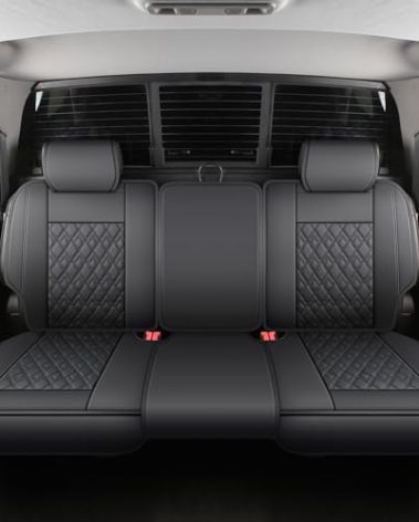 JOJOBAY Chevy Silverado Seat Covers,Leather Seat Covers for GMC Sierra,Custom Fit 2007-2026 1500 2500HD 3500HD Crew Double Extended Regular Cab,LT LZT RST(Rear Seat Covers,Black)