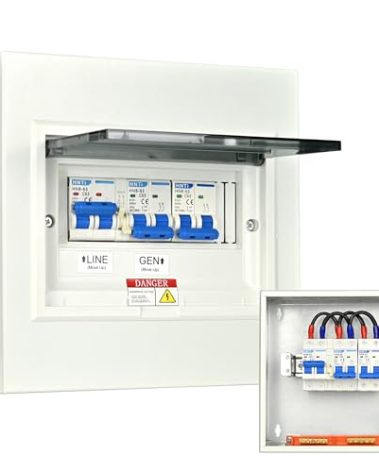 Generator Transfer Switch,63 Amp Manual Transfer Switch, 120/240-Volt Transfer Switch,15,000 Watt Prewired Transfer Switch for Home Generator and Solar Power Systems,with Overload Protection