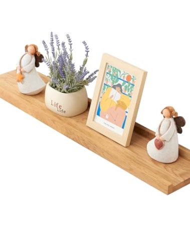 Rsuwiz Oak Floating Shelves for Wall 32 Inch (Upgrade Width 6"), Natural Wood Wall Shelves Display Picture Ledge Shelf for Living Room Bedroom Bathroom Kitchen Office Decor and Storage