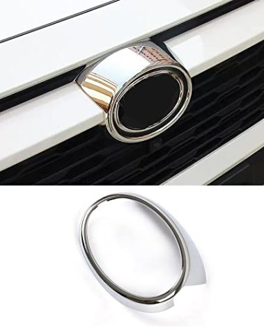 KELEIMAI Car Accessories Fit For Toyota RAV4 2019-2024 2025 Exterior Front Mesh Grille Logo Frame Cover Trim (Glossy Chrome Style) ABS 1 PC Not Fit RHD/Adventure