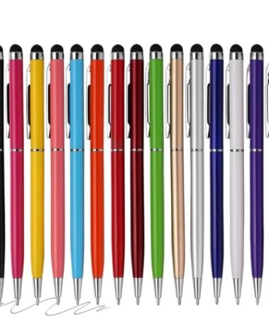 FIRCRE 15 Pack Stylus Pens for Touch Screens Stylus Pen Compatible with Phone Tablets Kindle and Black Ink Ballpoint Pens-2 in 1 Stylists pens for Touch Screens