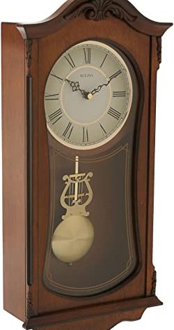 Bulova Clocks C3542 Cranbrook Wall Mount Analog Wooden Chiming Clock, Brown