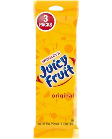 JUICY FRUIT Gum, Original Chewing Gum, Bulk Candy Individually Wrapped, 45 Count, 3 Packs, Bulk