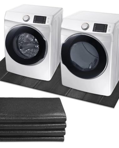 Washer Dryer Anti-Vibration Mat 62.9 * 29.5 Inches Foldable Rubber Mat for Washing Machine Dryer Waterproof Noise Reducing Pads Non-Slip Shockproof Mat for Floor Protection
