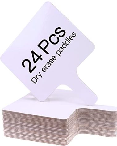 24 Pieces Dry Erase Answer Paddles Handheld Double Sided Paddles Mini White Boards Small White Board Dry Erase Signs Auction WhiteBoard for Students Teachers Classroom Voting Bridal Shower Games