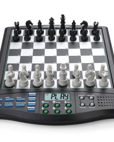Talking Chess Academy Electronic Chess Board, Smart Chess Board with Voice Teaching System, Computer Chess Game with Strong Magnetic Pieces, 1-2 Player, Electronic Chess Set - Simple Portable Travel