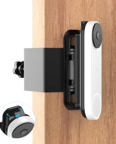 Borcorz Anti-Theft Adjustable Mount for Google Nest Doorbell (Battery), No Drill Mount for Google Doorbell Camera, Adjustable (45° Left and Right) Angle for Apartment Home Renters