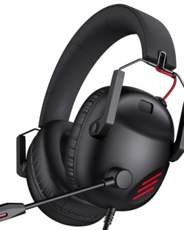 KAPEYDESI CM7007 Gaming Headset for Xbox Series X|S, Xbox, PS5, PS4, PC, Switch, Gaming Headphones with Noise Canceling Microphone, Folding Design, 50MM Dynamic Drivers, 3.5MM Audio Jack, Black Red