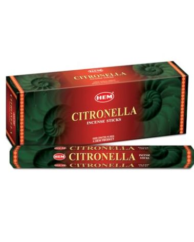 Hem Citronella Incense Sticks – Pack of 6 Boxes (120 Sticks Total, 9-Inch Long) | Fresh Lemon-Grass Aroma for Home, Meditation & Outdoor Use | Natural Hand-Rolled Incense from India