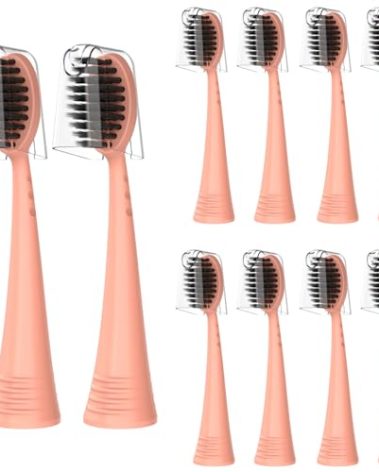 Replacement Toothbrush Heads with Covers for Burst (10 Count, Rose Gold)
