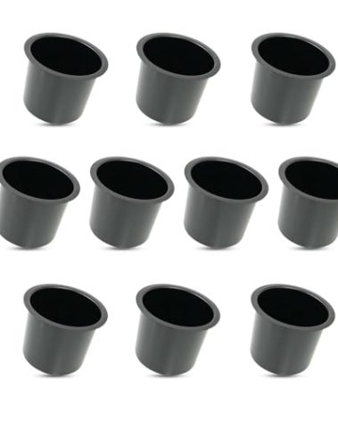 Yuanhe Aluminum Jumbo Cup Holder - 10 Pack Black Poker Table Cup Holder Insert for Casino Game Table Sofa Boats Pontoon Marine Bench Desk RV Cars & Trucks