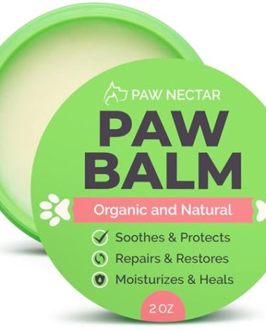 Natural Lick Safe Dog Paw Balm - 100% Organic Dog Paw Pad Balm Protector, Moisturizer & Soother for Dry Cracked Paws, Hot Pavement, Winter - Heals, Repairs & Restores - Coconut Oil, Shea Butter (2oz)