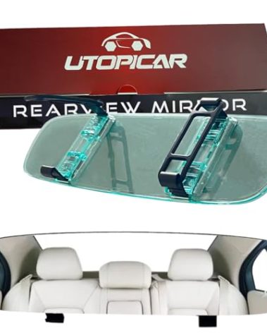 Universal Car Rear View Mirror - Clip on Wide Angle & Panoramic - Easy Mount Curved Blind Spot Mirror - Extended RearView for Car, Truck & Jeep