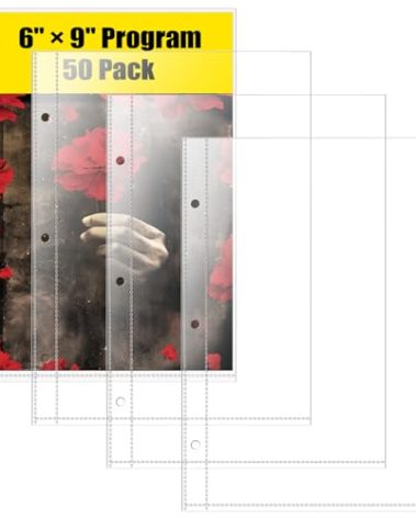 6 x 9 Brochure Sleeves, 50 Pack, Page Protectors for Broadway Play Programs and Theater Programs, Top-Loading Sheet Protectors