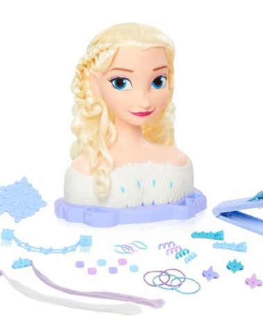 Disney Frozen Deluxe Elsa Styling Head, Blonde Hair, 18 Piece Pretend Play Set, Wear and Share Accessories, Amazon Exclusive, Toy for Fans, Girls, Kids, Ages 3 and Up, Kids Toys for Ages 3 Up by Just Play