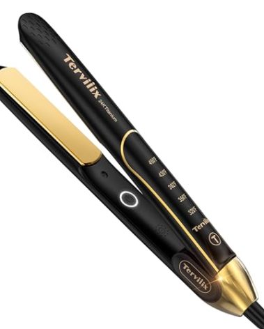 Terviiix 100% Titanium Flat Iron, 24K Salon Professional Hair Straightener and Curler 2 in 1, Non-Snagging Straightening Iron for One Swipe, 15s Ultra Fast Heating, Dual Voltage, Auto Shut Off, 1''