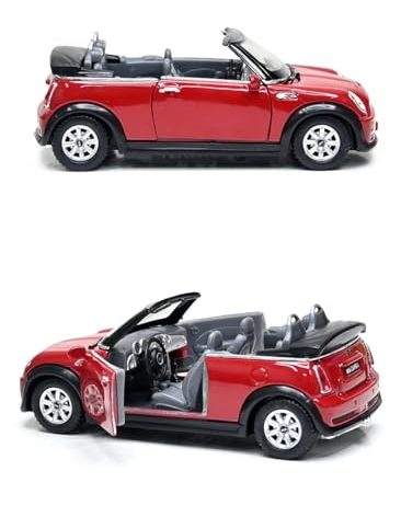 KiNSMART - Mini Cooper S 5" 1:28 Scale Die Cast Metal Model Toy Car (Red Convertible)