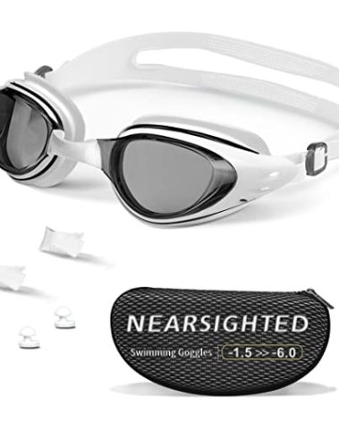 HDYAR Swim Goggles, Shortsighted Swimming Goggles Anti-Fog UV Protection Adjustable Strap for Adult Men Women Youth