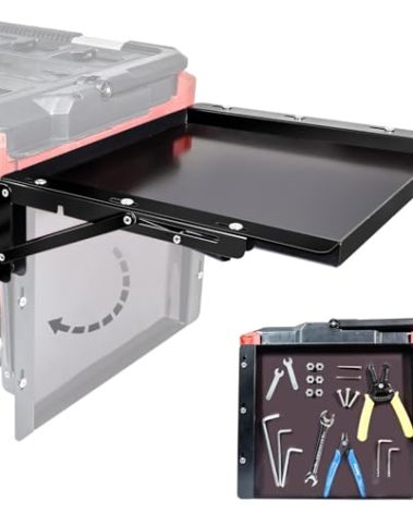 Powerful Magnetic Kit Compatible with Mil.waukee Packout Toolbox, Folding Table Top Compatible with Mil.waukee Packout, Tool Tray Side Bracket Compatible with Rails, No Drilling