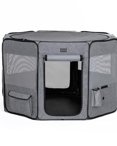 Petsfit Portable Dog Playpen for for Large Dogs/Cat/Rabbit/Chick, with Water Bottle Holder and Carrying Case, for Travel/Indoor/Outdoor Use, Large (45.5"x45.5"x28.5")