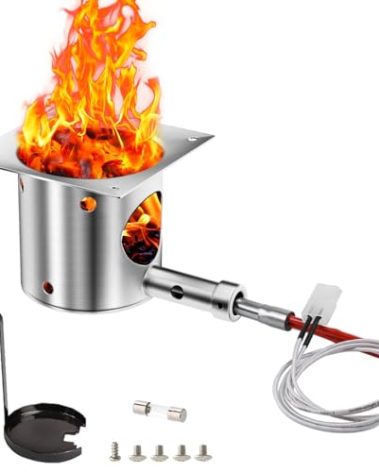 Fire Burn Pot and Hot Rod Ignitor Kit for Traeger and Pit Boss Pellet Grill, Upgraded Pellet Grill Replacement Parts, Come with Hot Rod Igniter, Ash Remover, Screws and Fuse
