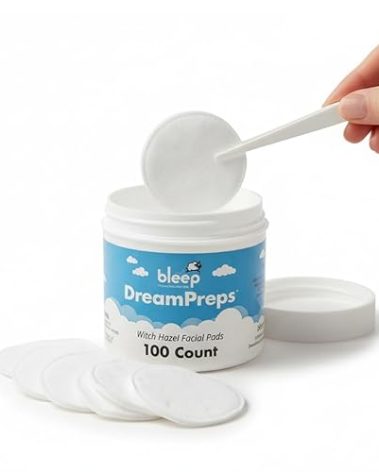 Bleep DreamPreps Witch Hazel Pads – Gentle Witch Hazel Wipes and Skin Prep for BleepSleep's Halos & Eclipse, Soothes Sensitive Skin, Single Pack - 100 Count Facial Wipes - Travel Size – Made in USA