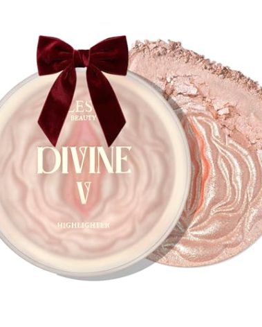 SELESTIA BEAUTY Powder Highlighter Makeup – Divine V – Radiant Glow for All Skin Tones, Easy-to-Apply, 0.53 oz