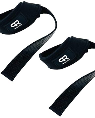PR Personal Record Lifting Straps - Super Heavy Duty No Slip Grip Wrist Straps for Weightlifting, Extra Thick Cotton, Fatigue Reduction, Fully Adjustable, Larry Wheels Wraps - All Black