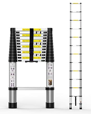 Telescoping Extension Ladder 12.5FT, Aluminum Telescopic Ladders with Carry Bag for Outdoor Indoor Use