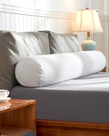 SyMax 7.8"x60" Body Pillow for Queen Bed, Memory Foam Bolster w/Removable Velvet Cover, Headboard Gap Filler Pillow, White