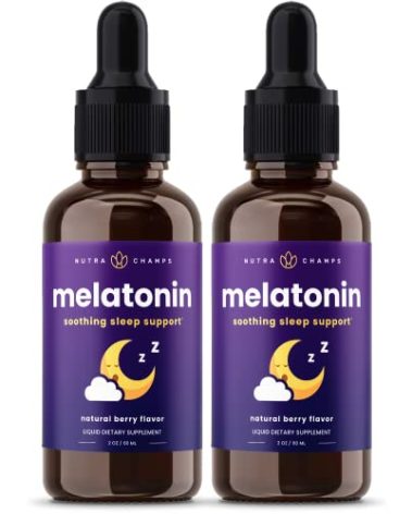 NutraChamps Liquid Melatonin Drops, 480 Servings, Sugar Free Kids Melatonin Liquid Sleep Aid Supplement, Vegan & Non-GMO, Natural Berry Flavor, Melatonin 1 mg Drops