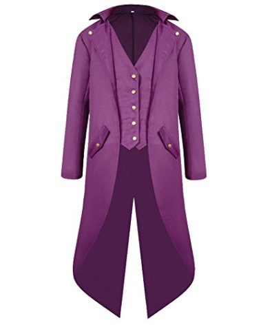 H&ZY Men's Steampunk Vintage Tailcoat Jacket Gothic Victorian Frock Coat Uniform Halloween Costume