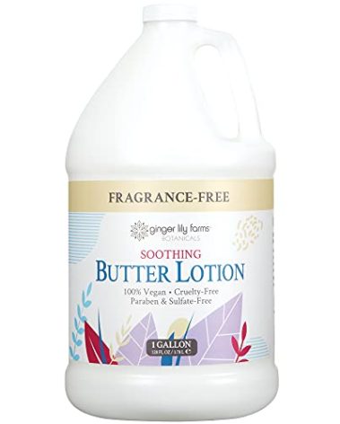 Ginger Lily Farms Botanicals Soothing Butter Lotion for Dry, Sensitive Skin, 100% Vegan & Cruelty-Free, Fragrance Free, 1 Gallon (128 fl oz) Refill (pack of 1)