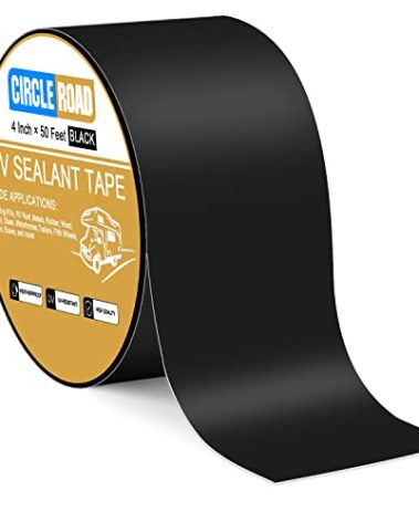CircleRoad Butyl Sealant Waterproof Tape, RV Roof Tape Black, 4 Inch X 50 Feet RV Repair Sealant Tape, Stop Camper Roof Leaks, UV-Resistant, Weatherproof and Reliable (4In-50FT Black)