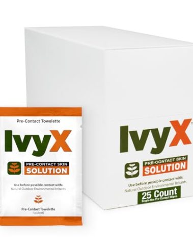 CoreTex Ivy X Pre-Contact Poison Ivy Wipes - Pack of 25 Single-Use Barrier Wipes to Help Prevent Itchy Rashes - Also Works on Poison Oak & Sumac Oils - Quick Dry & Chalk-Free Formula