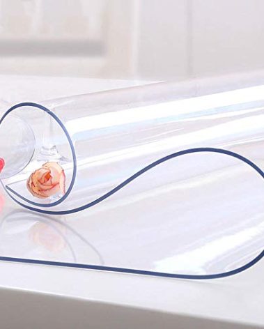 NECAUX Custom Multi-Size 1.5mm Thick Clear PVC Table Cover Protector - 42 x 64 Inch Eco Plastic Vinyl Rectangle Office Desk Top Pad Cover Glass Wood Dining Coffee End Tabletop Protective Pad