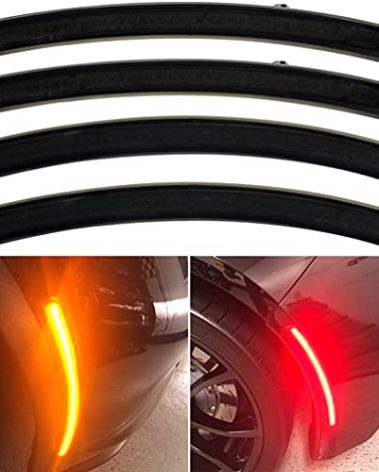 NJSBYL Smoked Lens Corvette C7 LED Front Rear Side Marker Lamps for 2014 2015 2016 2017 2018 2019 Chevy Corvette Grand Sport Stingray Z06 ZR1 Red Amber LED Turn Singal Light Kits Sidemarker Lamps