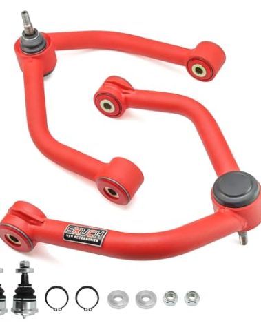 2-4" Lift Front Upper Control Arms for 2004-2025 Nissan Titan, 2005-2019 Nissan Armada, Tubular Arms OEM Factory Replacement Part, PU Bushing, 2 Replacement Ball Joints, Wrinkle Red