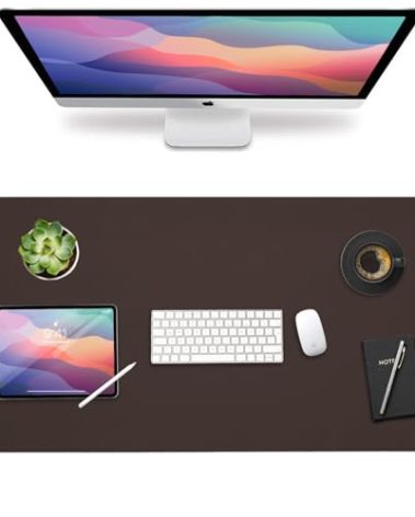 Vine Creations Leather Desk Mat Large 44" x 22", Desk Protector Mat, PU Leather Desk Pad, Non-Slip Large Mouse Pad, Desk Blotter, Desk Pads on Top of Desks, Office Desk Matt for Desktop (Dark Brown)