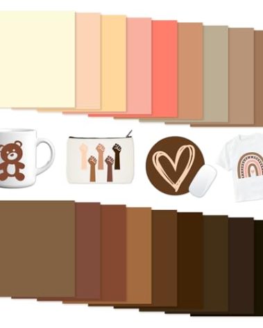 Tintnut Skin Tone Sublimation Pattern Transfer Paper - 18 Sheets 12"x10", Cream Camel Barely Beige Brown Tan Sublimation Transfer Paper Bundle Compatible with Cricut for DIY Mugs, Tumblers, T-Shirts
