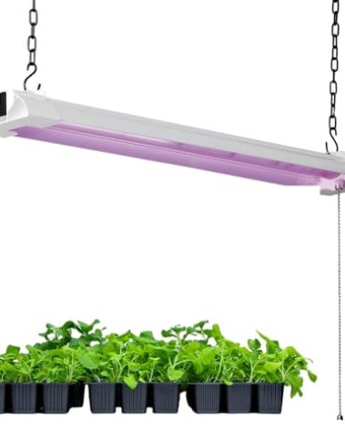 ENATECLITE 42W Hanging Plant Light for Indoor with Chain Switch Extendable Coverage (Link up to 6) - Full Spectrum LED Grow Light 4FT 5000K for Greenhouse, Shelves, Tomatoes