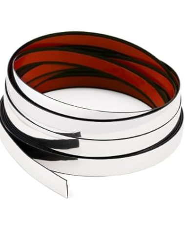 Metallic Silver Molding Trim Flexible PVC Decorative Mirror Border Tape Self Adhesive Vibrant Mirror Like Shiny Decorative Trim for Table, Wall, Mirror, Door, Wardrobe (1/4 in X 16.4 FT, Silver)