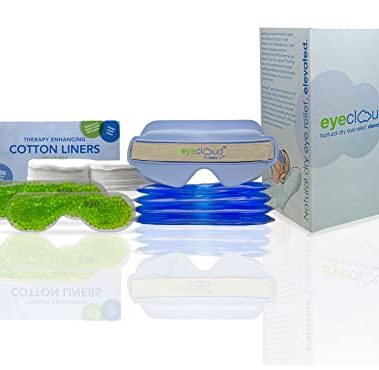 Eye Eco Eyecloud Kit - Blue - Moist Heat & Cold Therapy Home Eye Mask Kit with Moisture-Locking Technology for Soothing Dry Eyes