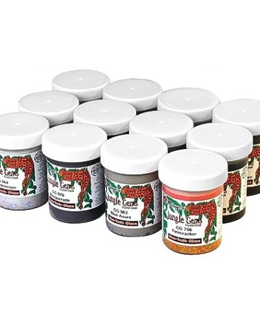 Mayco Jungle Gems Crystal Glaze Set 4 oz- 12 Jars Classroom Pack for Ceramics, Pottery, Painting, Artists, Teachers
