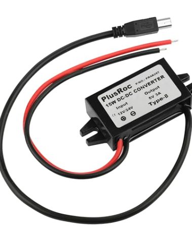 PlusRoc Waterproof 12V/24V to 5V 3A Converter DC-DC Step Down Module Power Adapter Compatible with Arduino Uno R3, Mega 2560 (USB Type-B Connector)