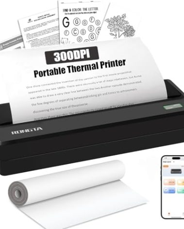 Portable Printer Wireless, Bluetooth WiFi Printers for Home Use, Small Inkless Thermal Printer for Travel, Supports 8.5" x 11" US Letter&A4 Size, Compatible with Android iOS Phone Laptop (Dark Grey)