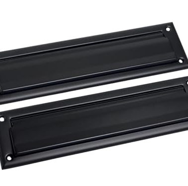 QCAA Solid Brass Mail Slot, with Solid Brass Interior Back Plate, 10" x 3", Matte Black, 1 Pack, Made in Taiwan